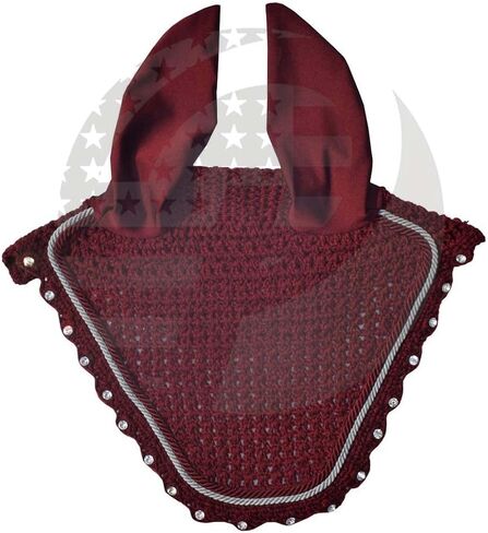 Crystal Horse Fly Bonnet 15 Colors Double Piping Ear Net Fly Veil Mask Breathable Cotton Crochet Tack Equestrian Full Cob Pony (COB, Pink) in Saudi Arabia