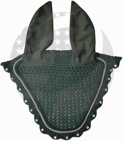 Crystal Horse Fly Bonnet 15 Colors Double Piping Ear Net Fly Veil Mask Breathable Cotton Crochet Tack Equestrian Full Cob Pony (COB, Pink) in Saudi Arabia