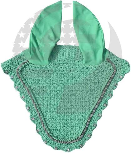 Crystal Horse Fly Bonnet 15 Colors Double Piping Ear Net Fly Veil Mask Breathable Cotton Crochet Tack Equestrian Full Cob Pony (COB, Pink) in Saudi Arabia