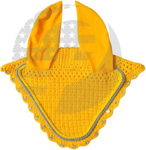 Crystal Horse Fly Bonnet 15 Colors Double Piping Ear Net Fly Veil Mask Breathable Cotton Crochet Tack Equestrian Full Cob Pony (COB, Pink) in Saudi Arabia