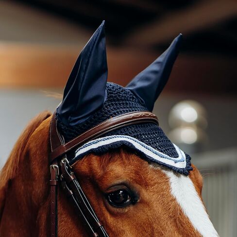 Horze B Vertigo Cameron Crochet Horse Ear Net مع أغطية أذن Lycra - الطباشير الوردي - حصان in Saudi Arabia