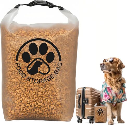 حقيبة تخزين طعام للحيوانات الأليفة للسفر-حاوية طعام داكنة للتسرب الشفافة مع إغلاق لفة ، تحافظ على طازجة في رحلة التخييم ، ركوب الكلاب ، عطلة نهاية الأسبوع (14 كوبًا) in Kuwait