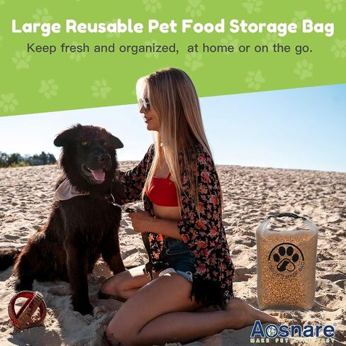 Pet Food Storage Bag for Travel - Transparent Leak-Proof Dog Food Container with Roll-Top Closure, Keeps Kibble Fresh for Camping Trip, Dog Boarding, Weekend Getaways (14 Cups) in Saudi Arabia