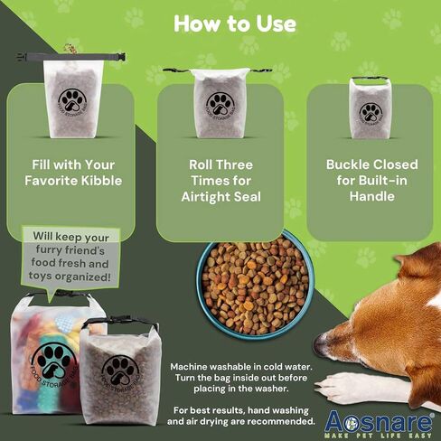 Pet Food Storage Bag for Travel - Transparent Leak-Proof Dog Food Container with Roll-Top Closure, Keeps Kibble Fresh for Camping Trip, Dog Boarding, Weekend Getaways (14 Cups) in Saudi Arabia