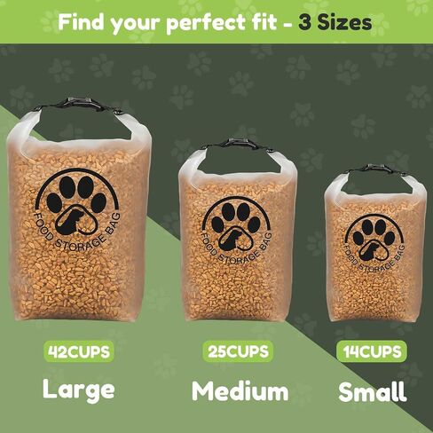 Pet Food Storage Bag for Travel - Transparent Leak-Proof Dog Food Container with Roll-Top Closure, Keeps Kibble Fresh for Camping Trip, Dog Boarding, Weekend Getaways (14 Cups) in Saudi Arabia