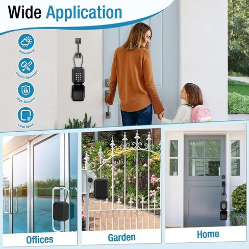 HUANLANG Key Box with Code,Key Lockbox with Removable Cable Shackle,Outdoor Waterproof Lock Boxes for Keys Outside 12-Digit Keypad Lock Box for House, Realtors, School, Office,Garage Spare Keys in Saudi Arabia