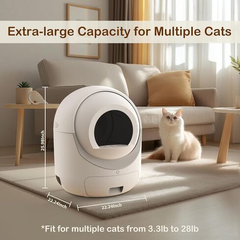 Self Cleaning Cat Litter Box with APP Control, Automatic Liiter Box for Multiple Cats, Quiet Operation, Large Space, Includes Cat Litter Box Liners in Kuwait