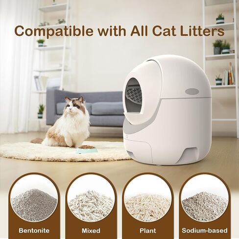 Self Cleaning Cat Litter Box with APP Control, Automatic Liiter Box for Multiple Cats, Quiet Operation, Large Space, Includes Cat Litter Box Liners in Kuwait