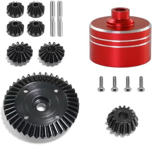 RC Car Parts متوافقة مع Tamiya لـ TT02 لـ TT02B 1/10 RC Car Parts Accessories Metal Aganial Case Steel Spur Gear Gear Main (Red) in Kuwait