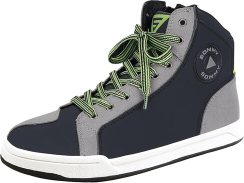 VVINMO Motorcycle Microfiber Leather Shoes Casual Street High Top Sneakers for Men, with Gear Pad Non-Slip Sole Side Zipper Closure in Saudi Arabia