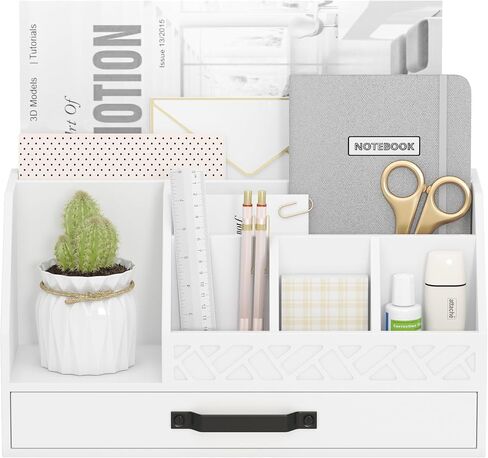 Wisuce Bamboo Mail Organizer Countertop with Drawers, Wooden Desk Organizer File Bill Sorter Storage Box for Desktop Letter Envelope Countertop Holder for Office Home School Organization in Saudi Arabia