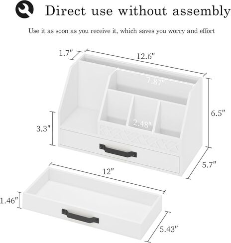 Wisuce Bamboo Mail Organizer Countertop with Drawers, Wooden Desk Organizer File Bill Sorter Storage Box for Desktop Letter Envelope Countertop Holder for Office Home School Organization in Saudi Arabia