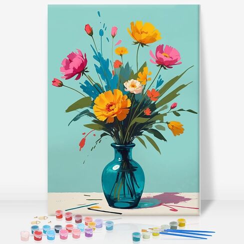 Framed Paint by Numbers Kit for Adults Beginner, Plants Easy Paint by Number Kits on Canvas Framed, Green Plant DIY Acrylic Oil Painting by Numbers with Frame for Gift Home Decor 8 x 12 inch in Saudi Arabia