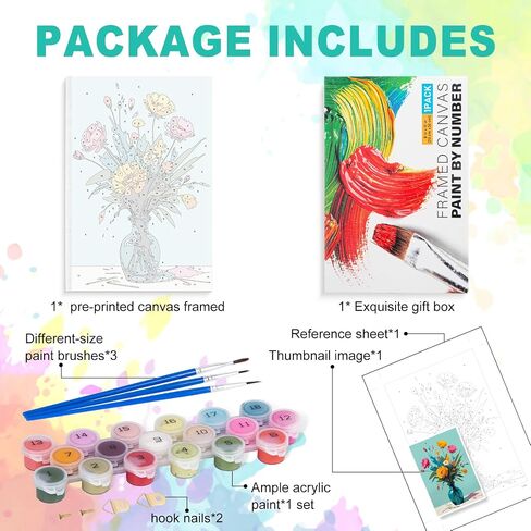 Framed Paint by Numbers Kit for Adults Beginner, Plants Easy Paint by Number Kits on Canvas Framed, Green Plant DIY Acrylic Oil Painting by Numbers with Frame for Gift Home Decor 8 x 12 inch in Saudi Arabia