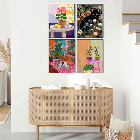 ZXQL 4 Pack Paint by Numbers Kit for Adults, Landscape DIY Adult Paint by Number Kits Pack Beginners Easy Acrylic On Canvas for Painting Home Decor Creative Wall Art 24x30 inches (mm-4) in Kuwait