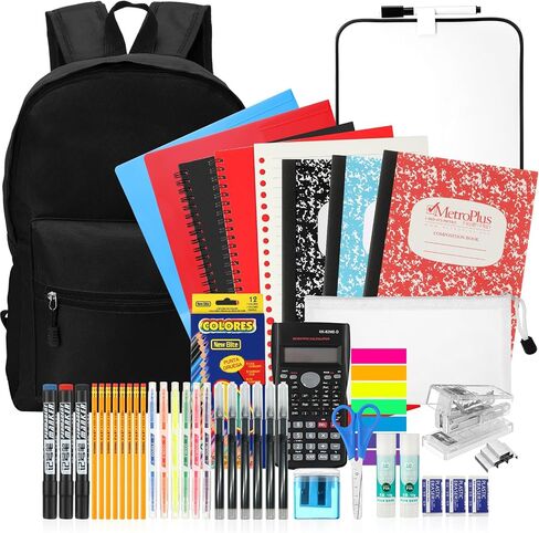 52 Pcs High School Supplies Kit with Backpack, Back to School Supplies Bag Set College Bundle Essential Stuff Bulk Stapler Notebook Calculator for Senior Student Teen Classroom(Black) in Saudi Arabia