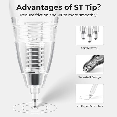 8 PCS Gel Abens - 0.7 مم أقلام الحبر الأسود النقطة المتوسطة الكتابة السلس - قبضة ناعمة سريعة الجفاف في اليومية ، اللوازم المدرسية والمكتبية اللطيفة للنساء الرجال in Kuwait