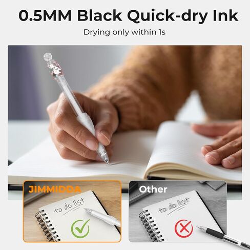 8 PCS Gel Abens - 0.7 مم أقلام الحبر الأسود النقطة المتوسطة الكتابة السلس - قبضة ناعمة سريعة الجفاف في اليومية ، اللوازم المدرسية والمكتبية اللطيفة للنساء الرجال in Kuwait