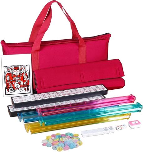 Nova microdermabrasion American Mahjong Mah Jongg Set 166 Tiles 4 All-In-One Color Rack/Pushers Red Paisley Bag Soft Six Complete Mahjongg Ma Jong Set (Red) in Kuwait
