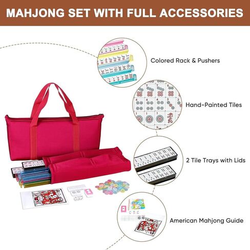 Nova microdermabrasion American Mahjong Mah Jongg Set 166 Tiles 4 All-In-One Color Rack/Pushers Red Paisley Bag Soft Six Complete Mahjongg Ma Jong Set (Red) in Kuwait