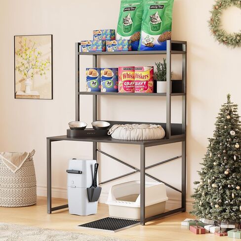 Large Self Cleaning Litter Box Table with Storage Shelf, Enclosed Hidden Cat Furniture for Large Litter Boxes, Space Saving Furniture for Cat Cage 53.5" H in Saudi Arabia