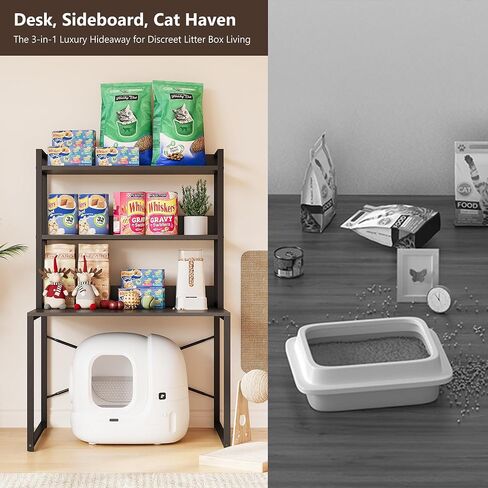 Large Self Cleaning Litter Box Table with Storage Shelf, Enclosed Hidden Cat Furniture for Large Litter Boxes, Space Saving Furniture for Cat Cage 53.5" H in Saudi Arabia