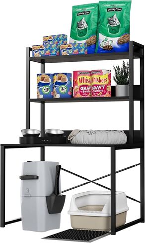Large Self Cleaning Litter Box Table with Storage Shelf, Enclosed Hidden Cat Furniture for Large Litter Boxes, Space Saving Furniture for Cat Cage 53.5" H in Saudi Arabia