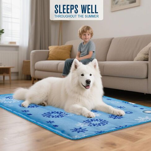 حصيرة تبريد الكلاب للكلاب والقطط - وسادة باردة ذاتية مع حقن الماء ، حصيرة الحيوانات الأليفة طويلة الأمد ومحمولة للبيت ، مقعد السيارة ، الأريكة ، الأرضية - ابق كل الصيف (الأزرق ، كبير (18.7 '*29.5') in Kuwait