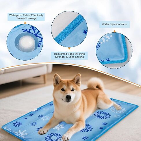حصيرة تبريد الكلاب للكلاب والقطط - وسادة باردة ذاتية مع حقن الماء ، حصيرة الحيوانات الأليفة طويلة الأمد ومحمولة للبيت ، مقعد السيارة ، الأريكة ، الأرضية - ابق كل الصيف (الأزرق ، كبير (18.7 '*29.5') in Kuwait
