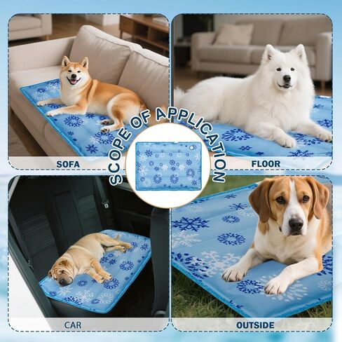 حصيرة تبريد الكلاب للكلاب والقطط - وسادة باردة ذاتية مع حقن الماء ، حصيرة الحيوانات الأليفة طويلة الأمد ومحمولة للبيت ، مقعد السيارة ، الأريكة ، الأرضية - ابق كل الصيف (الأزرق ، كبير (18.7 '*29.5') in Kuwait