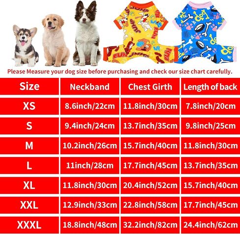 2PCS Dog Pajamas for Small Sized Doggie Pjs Clothes Puppy Onesies Outfits Pet Jammies Boy Girl Male Female Apparel Soft Lightweight Strechy Paw Bone Puppy Print S in Kuwait
