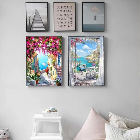QIOUOL 5D Diamond Art Kits for Adults Beginners,Seaside Vacation DIY Painting with Round Full Drill Diamonds Painting Mosaic Gems Art for Home Office Wall Decor 12x16 Inch in Kuwait
