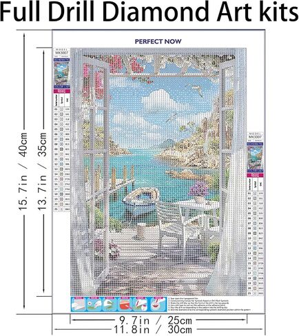 QIOUOL 5D Diamond Art Kits for Adults Beginners,Seaside Vacation DIY Painting with Round Full Drill Diamonds Painting Mosaic Gems Art for Home Office Wall Decor 12x16 Inch in Kuwait