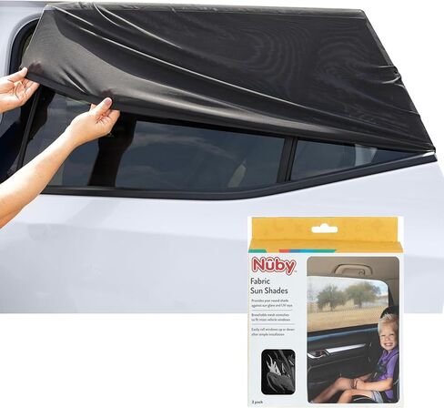 غطاء حماية من الشمس للنافذة الجانبية للمركبة مقاس 14 بوصة من Nuby للأطفال | عبوتان | اسحب للأسفل باستخدام أكواب الشفط واضغط على الزر نشمر | أسود in Kuwait