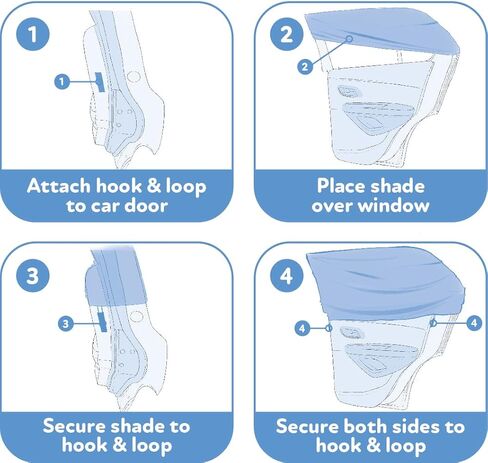 غطاء حماية من الشمس للنافذة الجانبية للمركبة مقاس 14 بوصة من Nuby للأطفال | عبوتان | اسحب للأسفل باستخدام أكواب الشفط واضغط على الزر نشمر | أسود in Kuwait
