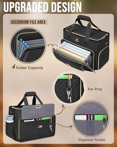 MATEIN Work Bags for Women with Lunch Box, Large Work Teacher Tote Bag with Accordion File Organizer & Insulated Pocket, 17.3 inch Laptop Teacher Tote Briefcase for Office, College, Nursing, Black in Saudi Arabia