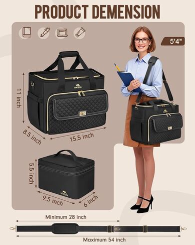 MATEIN Work Bags for Women with Lunch Box, Large Work Teacher Tote Bag with Accordion File Organizer & Insulated Pocket, 17.3 inch Laptop Teacher Tote Briefcase for Office, College, Nursing, Black in Saudi Arabia