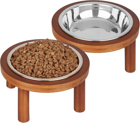 2PCS Elevated Cat Food Bowl, 5.9 Inch 304 Stainless Steel Raised Bowls with Stand,Bowl for Indoor Cats, Cat Food and Water Dishes Set, Anti Vomitting, Whisker Fatigue and Dishwasher Safe (Dark Brown) in Saudi Arabia