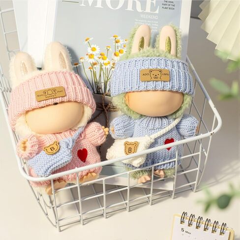 Clothes for LABUUB Doll (NO Doll), Handcrafted Crochet 3-Piece Set for Doll Accessories, Premium Outfit - Heart Sweater + Hat + Bag, Cute Clothes for Dress up Unique Style (Purple) in Kuwait