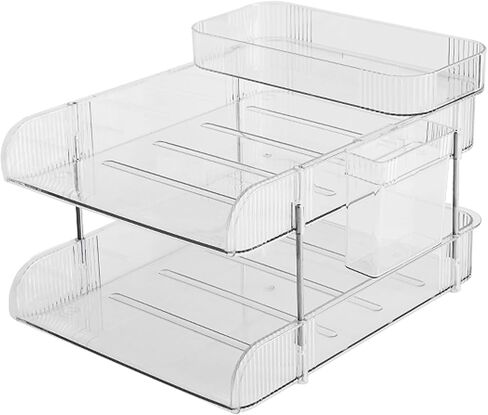 4 منظم ورق أكريليك مع حامل قلم رصاص ودرج أعلى ، صينية رسائل ، منظم ملفات مكتب ، منظم المكاتب لرسالة ، ملف A4 Office ، كتب in Kuwait