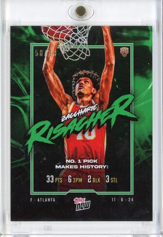 2024 Topps Now Zaccharie Risacher #5 Green #/99 Rokie RC Cardball Card in Kuwait