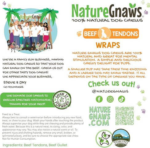 Nature Gnaws Leep Weton Wraps للكلاب (5 عدد) - تدوم طويلًا للمضغات العدوانية - عظام اللحم الطبيعية لمضغ الكلاب - حرة خالية in Kuwait