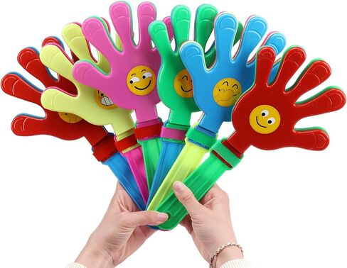 Large 6-Pack 13 Inch Colorful Hand Clappers with Smiley Faces – Bulk Plastic Noise Makers for Parties, Sports Games, Birthdays, Pet Play & Cheering (6PACK, 13 inch) in Saudi Arabia