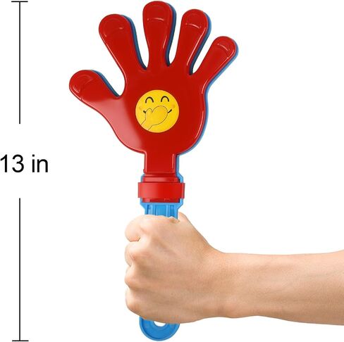 Large 6-Pack 13 Inch Colorful Hand Clappers with Smiley Faces – Bulk Plastic Noise Makers for Parties, Sports Games, Birthdays, Pet Play & Cheering (6PACK, 13 inch) in Saudi Arabia