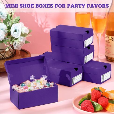 FullHawl 12 Sets Mini Sneaker Joxes for Party Favors Mini Shoe Higds Boxes 4.7 × 2.5 × 2 بوصة حقيبة هدايا صغيرة مع ملصقات قابلة للتحرير لـ Candies Cookies Snacks in Kuwait