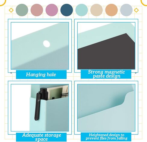 8 Pack Magnetic File Paper حامل عالٍ تصميم جدار جدار مغناطيسي منظم معلق ثلاجة مجلة رسائل البريد رسائل ورق للورق لمستلزمات الفصل الدراسي (Morandi Color) in Kuwait
