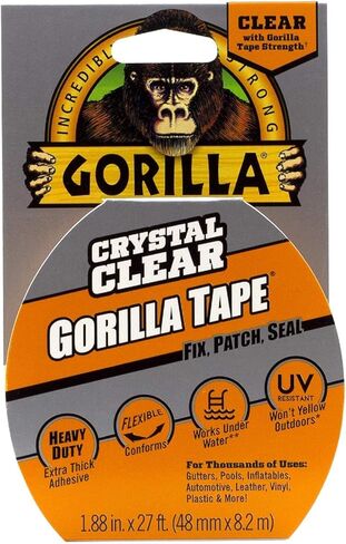 Gorilla Crystal Clear Repair Duct Tape, 1.88" x 9 yd, Clear, (Pack of 12) in Saudi Arabia