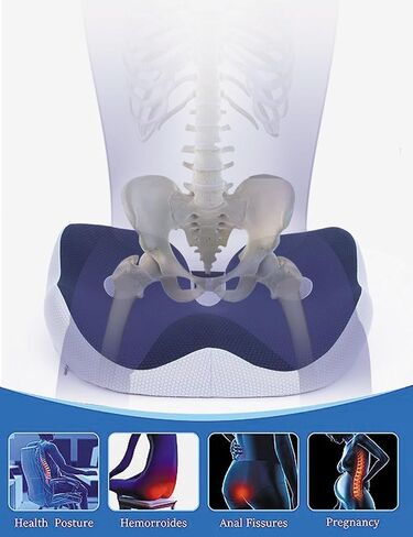 Seat Cushion, Seat Cushion for Sit Bone and Back Pain Relief, Butt, Tailbone, Hip, Hamstring, Posture Support - Memory Foam Comfort Ischial Tuberosity Pillow (Black) in Saudi Arabia