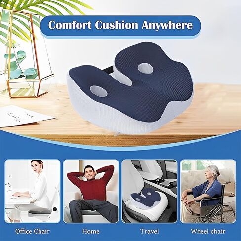 Seat Cushion, Seat Cushion for Sit Bone and Back Pain Relief, Butt, Tailbone, Hip, Hamstring, Posture Support - Memory Foam Comfort Ischial Tuberosity Pillow (Black) in Saudi Arabia