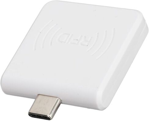 Type C RFID Card Reader, 13.56Mhz RFID IC Card Reader with Type C Male, Mini Portable Contactless Mobile Phone Card Reader for Android (White) in Saudi Arabia